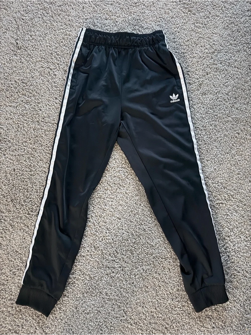 adidas Black Jogger Sweatpants with White Three-Stripe